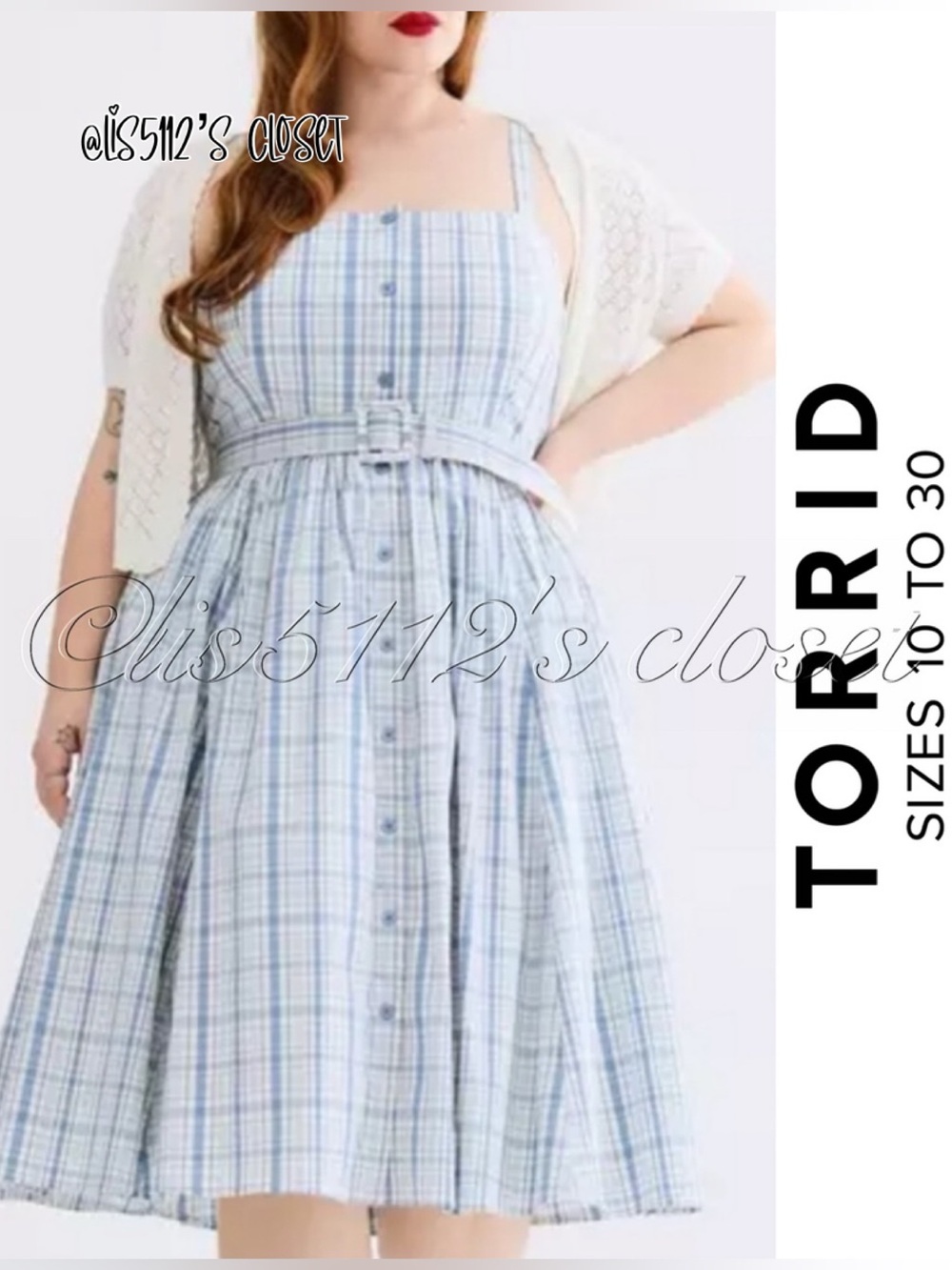 Torrid Retro Chic Blue Plaid Belted Button Front Pinup Swing Dress 0X 12 Large L